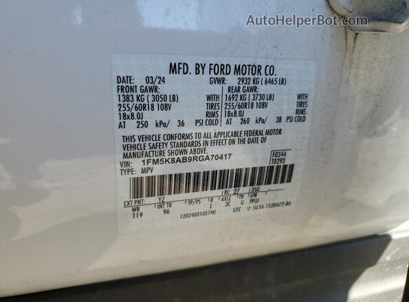 1FM5K8AB9RGA70417 2024 FORD FORD EXPLORER White 