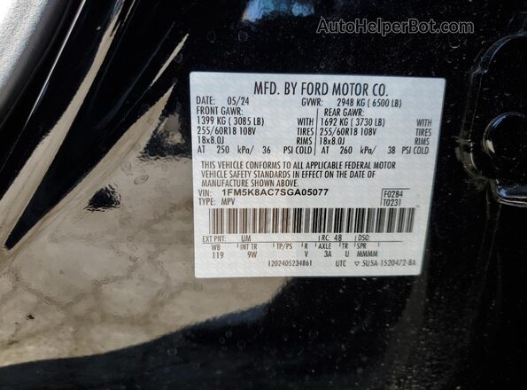 1FM5K8AC7SGA05077 2025 FORD FORD EXPLORER Black Widok wnętrza 360 stopni