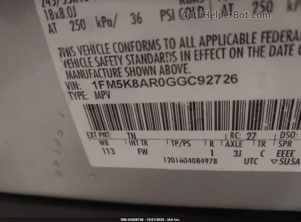 1FM5K8AR0GGC92726 2016 FORD POLICE INTERCEPTOR Gray Engine compartment view