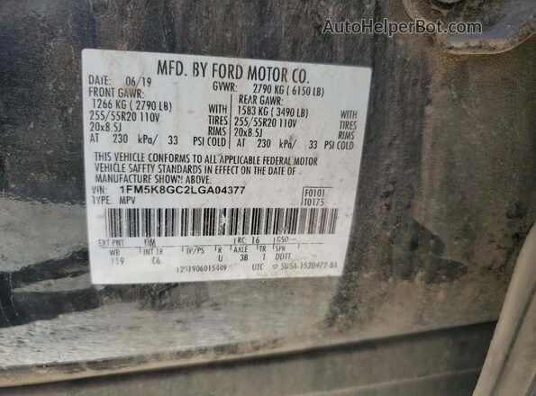 1FM5K8GC2LGA04377 2020 FORD FORD EXPLORER Black Widok naklejki z numerem VIN