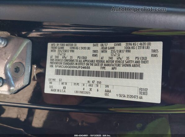 1FMCU0GD0HUF04655 2017 FORD ESCAPE Black 