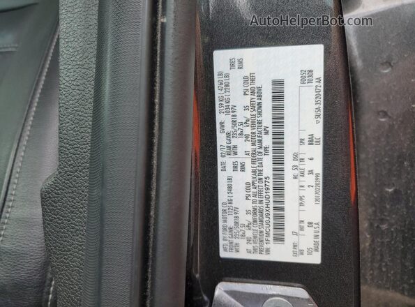1FMCU0J9XHUD19775 2017 FORD ESCAPE Серый Вид наклейки с VIN-кодом