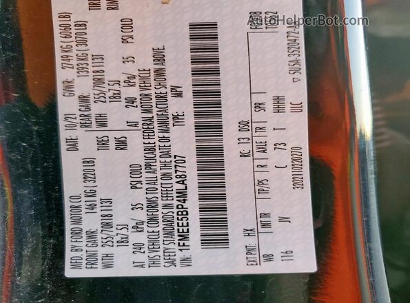 1FMEE5BP4MLA87707 2021 FORD BRONCO Blue Engine compartment view
