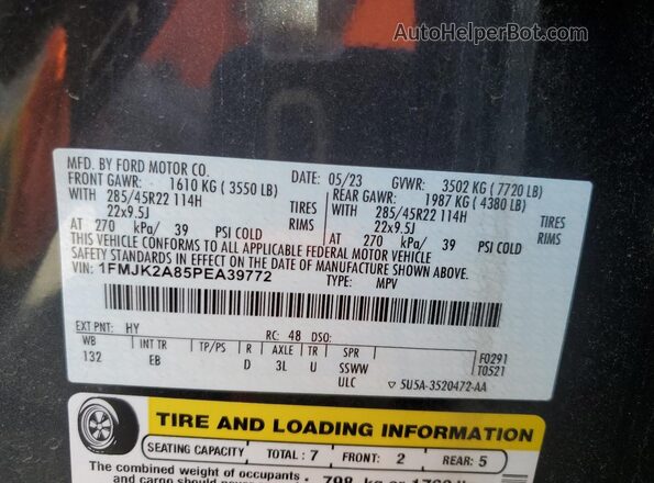 1FMJK2A85PEA39772 2023 FORD EXPEDITION Black Widok naklejki z numerem VIN
