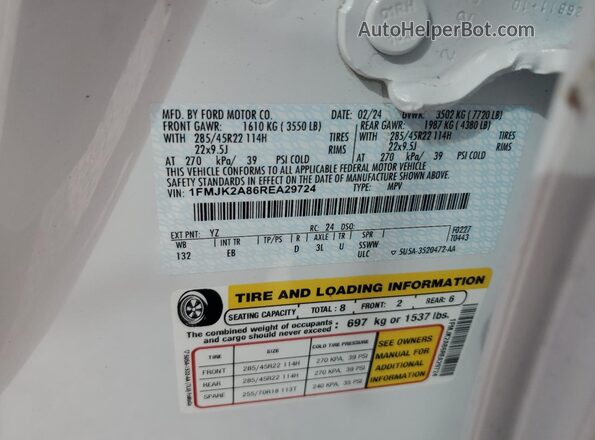 1FMJK2A86REA29724 2024 FORD EXPEDITION Белый Вид наклейки с VIN-кодом