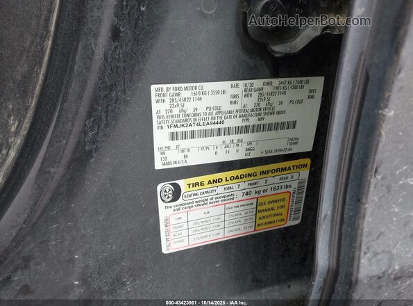 1FMJK2AT4LEA94440 2020 FORD EXPEDITION Black Widok komory silnika