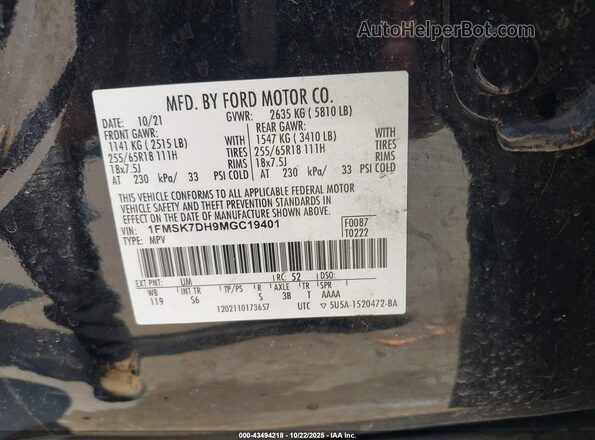 1FMSK7DH9MGC19401 2021 FORD FORD EXPLORER Black Engine compartment view