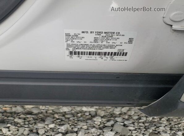 1FMSK7DHXRGA11387 2024 FORD FORD EXPLORER Белый Вид наклейки с VIN-кодом