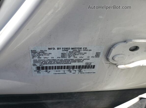 1FMSK8DH1RGA49659 2024 FORD FORD EXPLORER White სალონის 360-გრადუსიანი ხედი