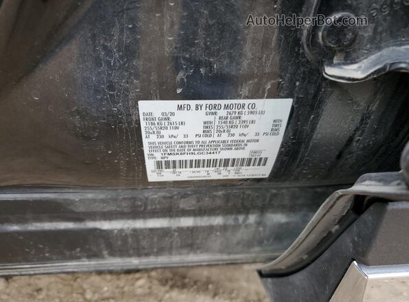 1FMSK8FH9LGC34417 2020 FORD FORD EXPLORER Gray Панорамний вид салону 360°