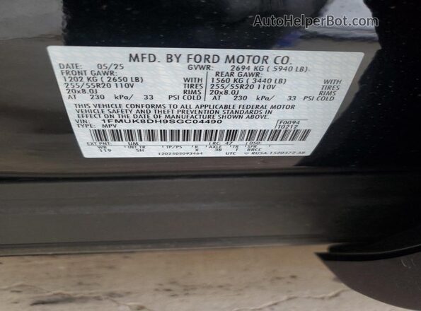 1FMUK8DH9SGC04490 2025 FORD FORD EXPLORER Черный 