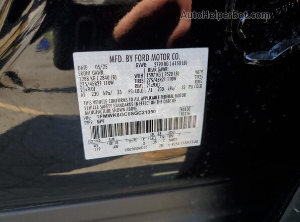 1FMWK8GC0SGC21350 2025 FORD FORD EXPLORER Black Вид наклейки з VIN-кодом