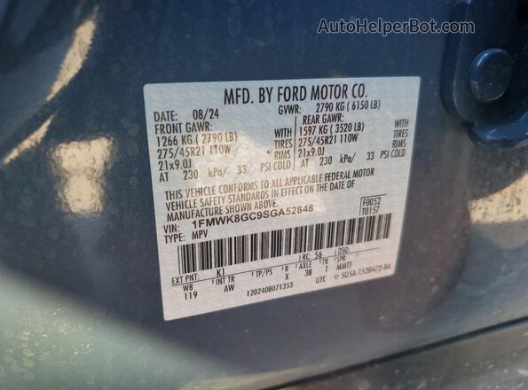 1FMWK8GC9SGA52848 2025 FORD FORD EXPLORER Gray 360 interior view