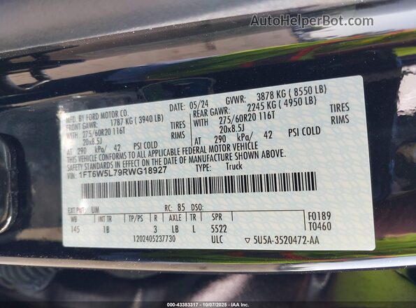 1FT6W5L79RWG18927 2024 FORD F-150 LIGHTNING Black 