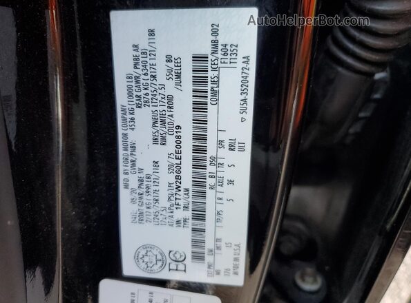 1FT7W2B60LEE00819 2020 FORD F250 Black Vista del compartimento del motor