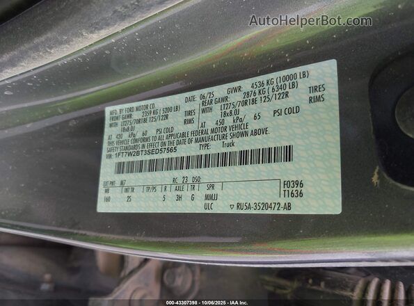 1FT7W2BT3SED57565 2025 FORD F250 Gray VIN sticker view