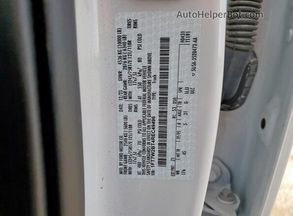 1FT7W2BT4REC49496 2024 FORD F250 White Widok naklejki z numerem VIN