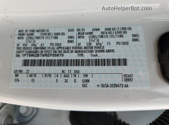 1FT8W2BT6REF05870 2024 FORD F250 Белый 