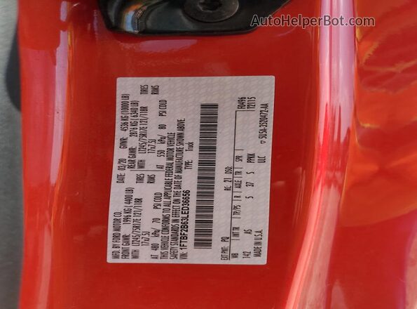 1FTBF2B63LED36656 2020 FORD F250 Red Vista del compartimento del motor