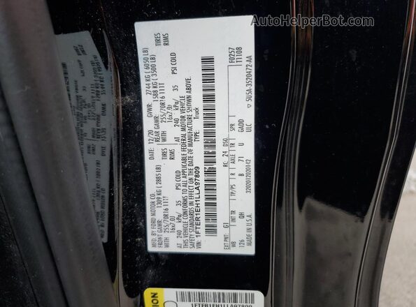 1FTER1EH1LLA97809 2020 FORD RANG Black Շարժիչի բաժամունքի տեսք