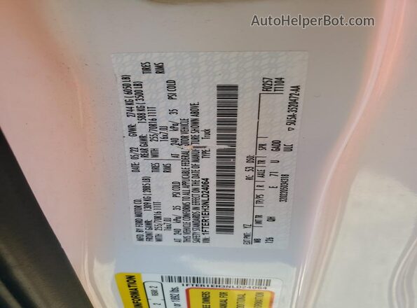 1FTER1EH3NLD24064 2022 FORD RANG White Widok komory silnika