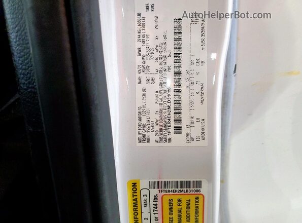 1FTER4EH2MLD31006 2021 FORD RANG White Շարժիչի բաժամունքի տեսք