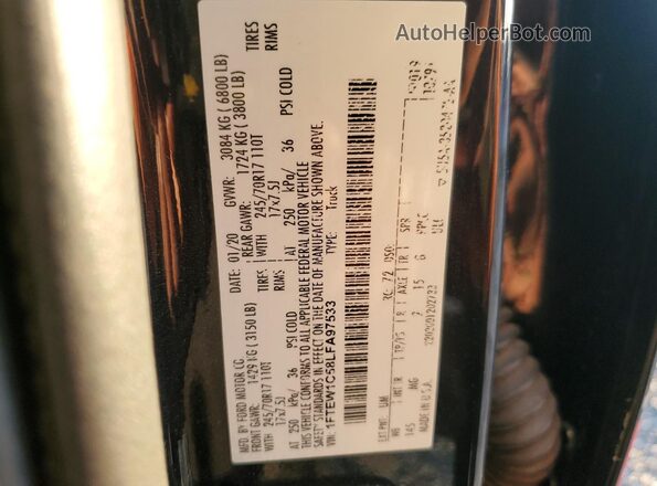 1FTEW1C58LFA97533 2020 FORD F150 Black VIN կոդի պիտակի տեսք