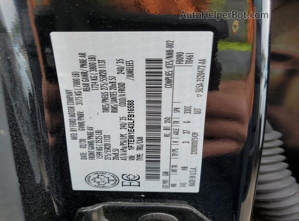 1FTEW1E43LFB16588 2020 FORD F150 Черный Вид подкапотного пространства