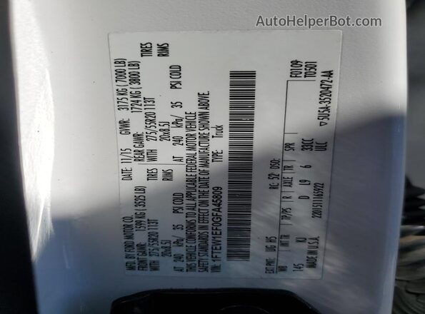 1FTEW1EF0GFA45809 2016 FORD F150 Белый Вид подкапотного пространства