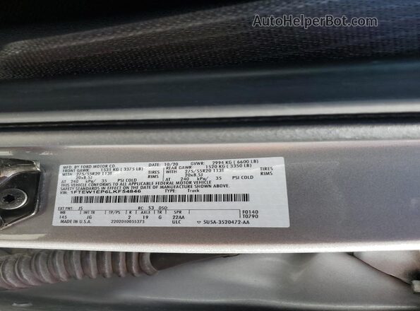 1FTEW1EP6LKF54846 2020 FORD F150 Silver Widok komory silnika