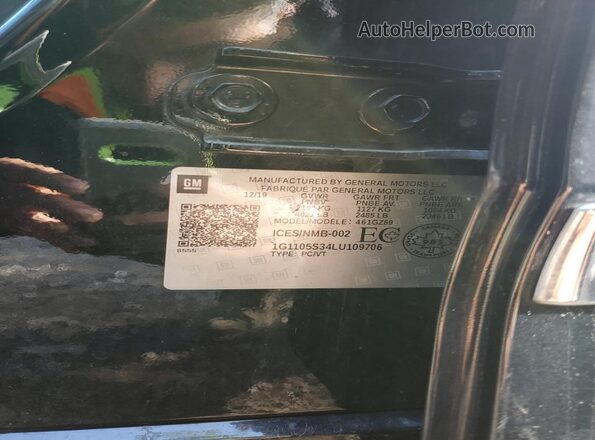 1G1105S34LU109706 2020 CHEVROLET IMPALA Black Вид підкапотного простору