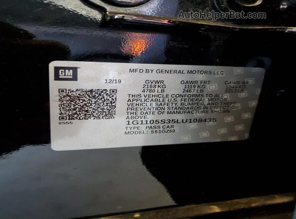 1G1105S35LU108435 2020 CHEVROLET IMPALA Black ძრავის განყოფილების ხედი