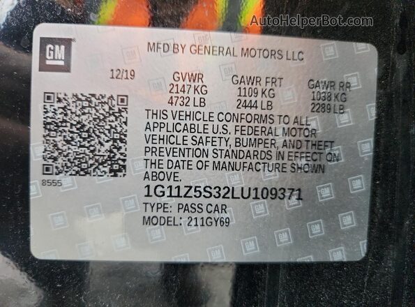 1G11Z5S32LU109371 2020 CHEVROLET IMPALA Черный Вид подкапотного пространства