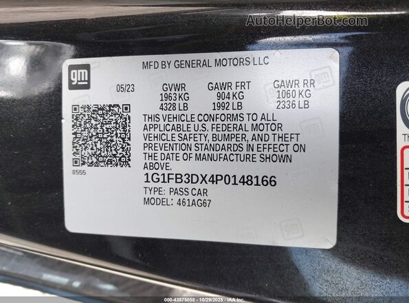 1G1FB3DX4P0148166 2023 CHEVROLET CAMARO Black ძრავის განყოფილების ხედი