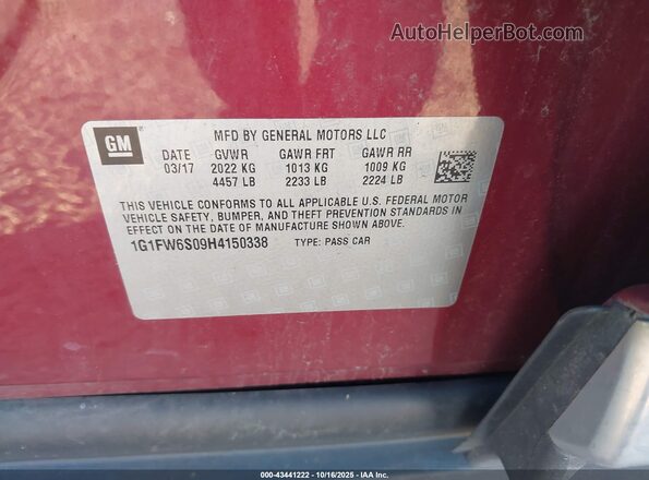 1G1FW6S09H4150338 2017 CHEVROLET BOLT Red 