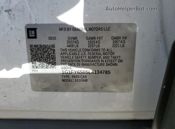 1G1FY6S05L4134785 2020 CHEVROLET BOLT White 