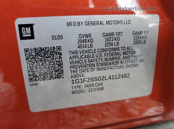 1G1FZ6S02L4112482 2020 CHEVROLET BOLT Red Engine compartment view