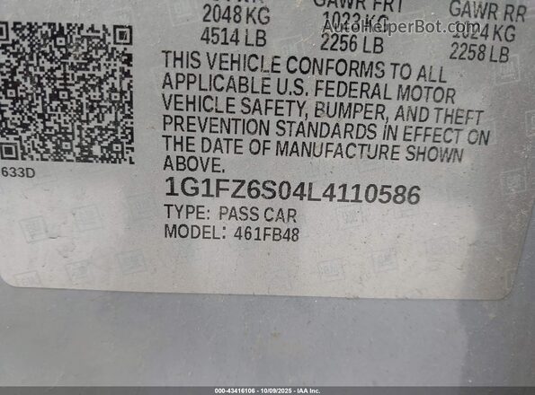 1G1FZ6S04L4110586 2020 CHEVROLET BOLT Gray Engine compartment view