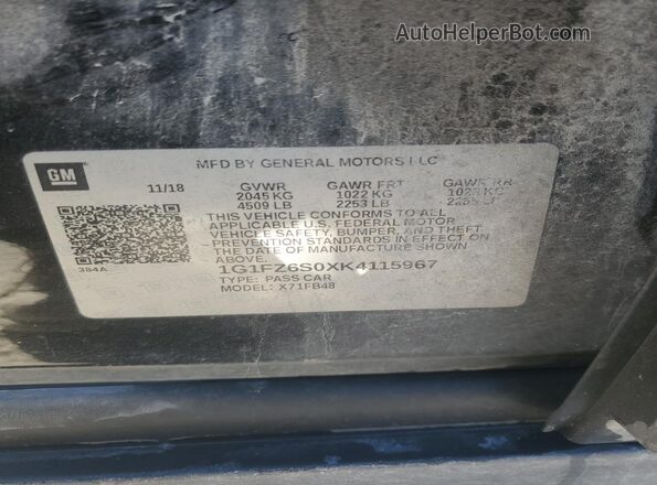 1G1FZ6S0XK4115967 2019 CHEVROLET BOLT Black ძრავის განყოფილების ხედი