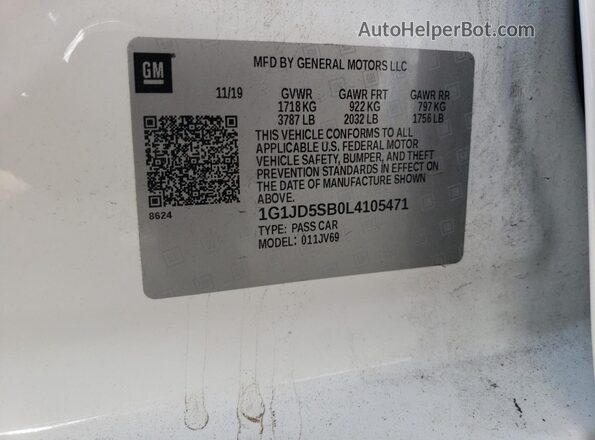 1G1JD5SB0L4105471 2020 CHEVROLET SONIC White Շարժիչի բաժամունքի տեսք