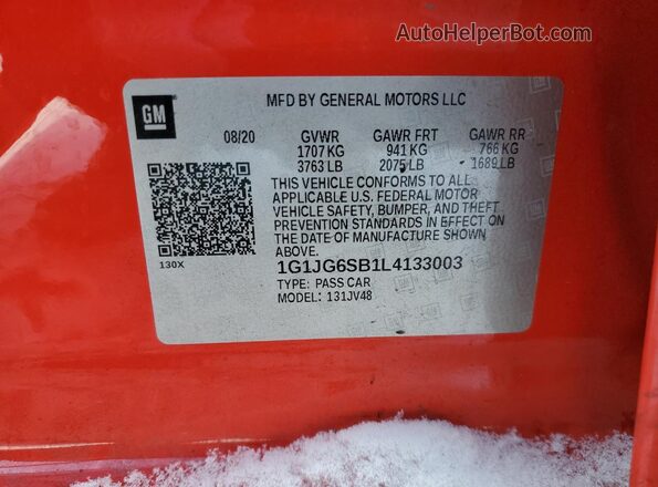 1G1JG6SB1L4133003 2020 CHEVROLET SONIC Red Engine compartment view