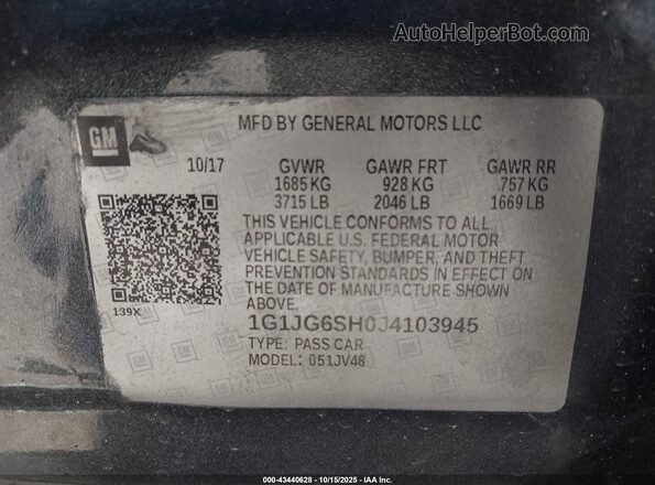 1G1JG6SH0J4103945 2018 CHEVROLET SONIC Gray 