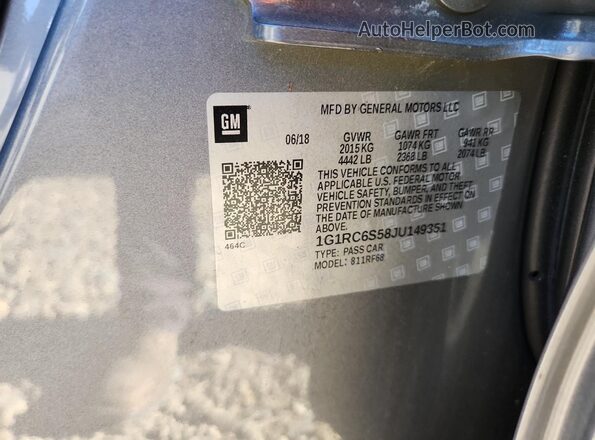 1G1RC6S58JU149351 2018 CHEVROLET VOLT Gray ძრავის განყოფილების ხედი