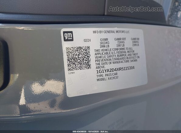 1G1YA2D4XR5115304 2024 CHEVROLET CORVETTE Gray Вид підкапотного простору