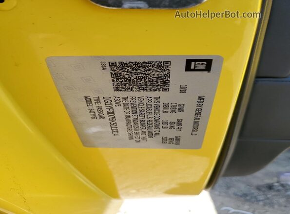 1G1YF3D75K5111314 2019 CHEVROLET CORVETTE Yellow 