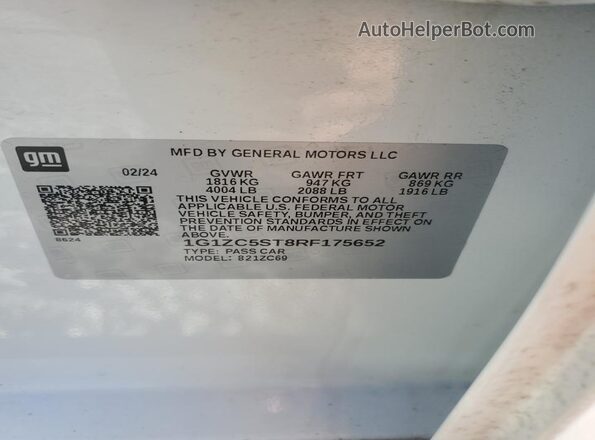 1G1ZC5ST8RF175652 2024 CHEVROLET MALIBU Белый Вид подкапотного пространства