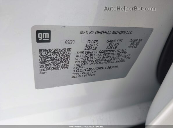 1G1ZC5ST9RF126735 2024 CHEVROLET MALIBU White ძრავის განყოფილების ხედი