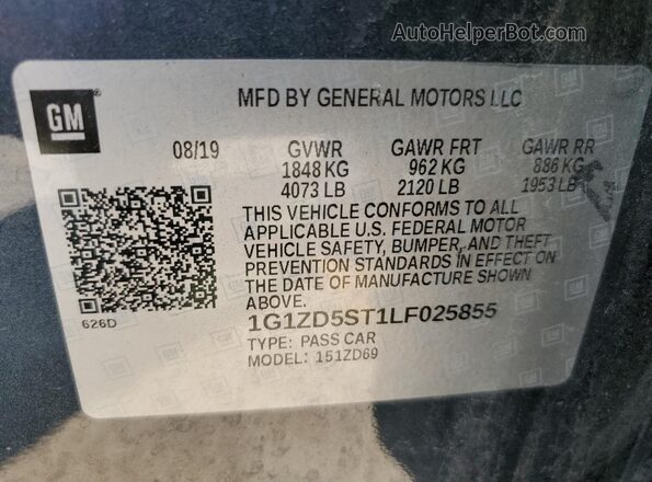 1G1ZD5ST1LF025855 2020 CHEVROLET MALIBU Gray Շարժիչի բաժամունքի տեսք