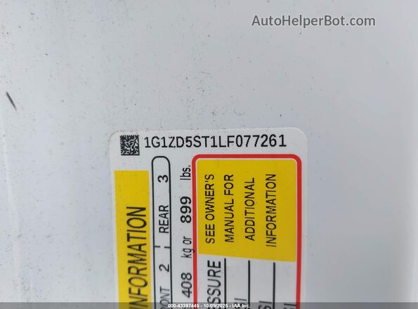1G1ZD5ST1LF077261 2020 CHEVROLET MALIBU White Widok komory silnika