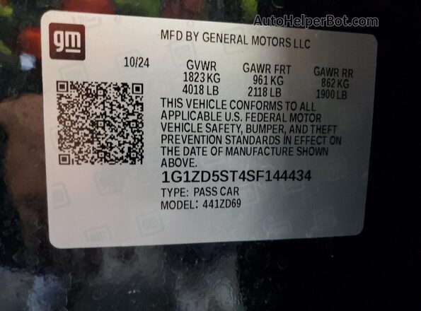 1G1ZD5ST4SF144434 2025 CHEVROLET MALIBU Black 
